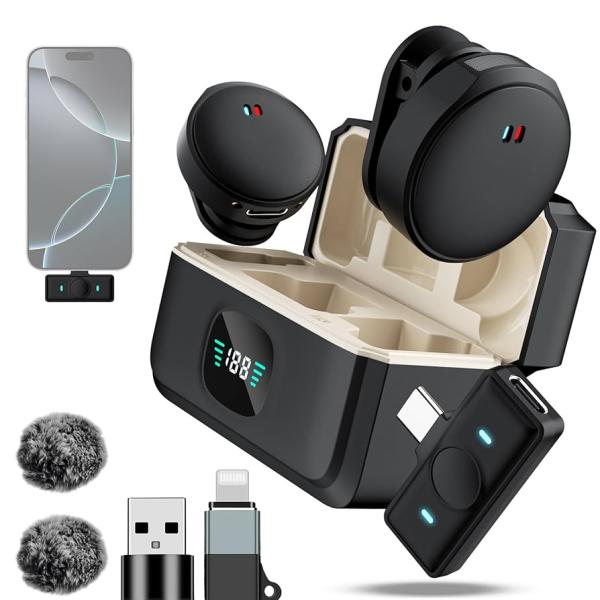 Round Magnetic Digital Wireless Collar Lavalier Microphone